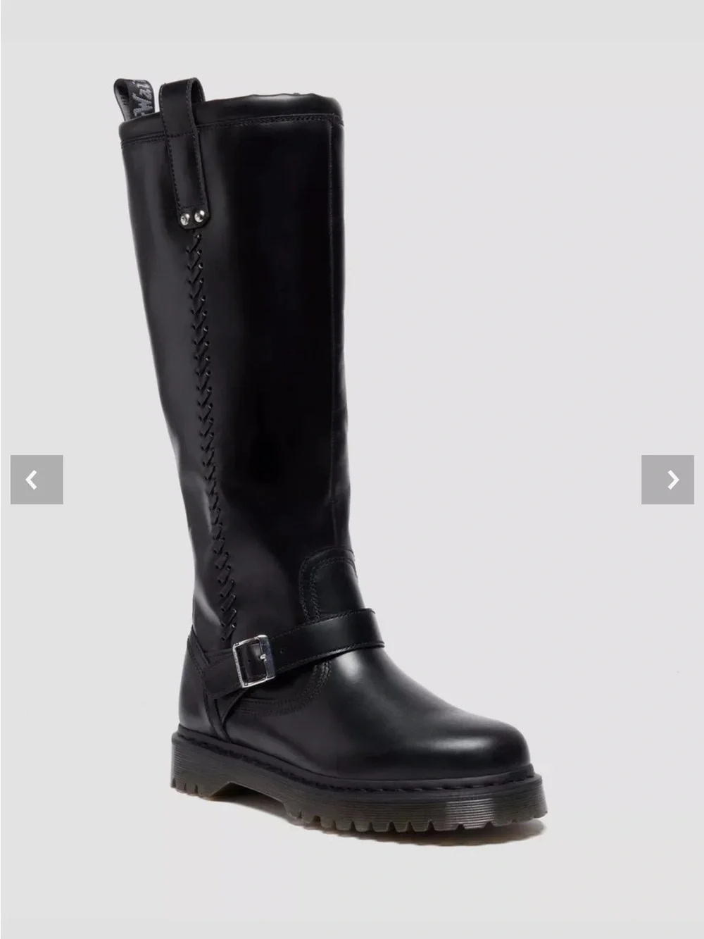 NIB Dr. Martens Aniston BKR  Black Knee-High Lug Sole Women's Boot